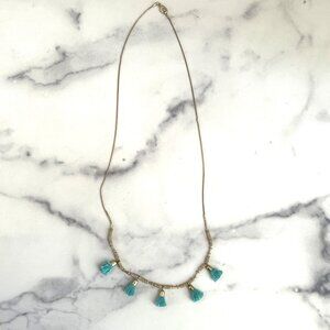 Vintage Turquoise Tasseled Opera Length Necklace, 32 in.